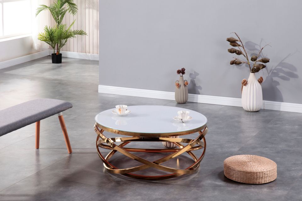 NEU Stylischer runder Couchtisch mal anders in Gold in Allagen