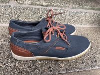 Halbschuhe Schnürschuhe wie NEU Gr. 47 blau brauner Ledereinsatz Friedrichshain-Kreuzberg - Friedrichshain Vorschau