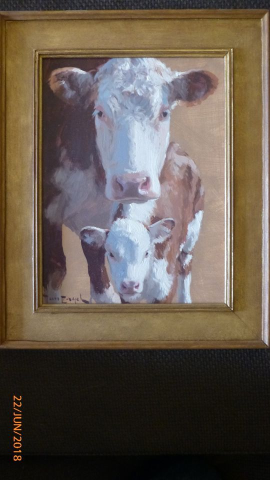Kuhgemälde "Kuh mit Kalb 7" - Ölbild von Jan Engel in Neuhaus