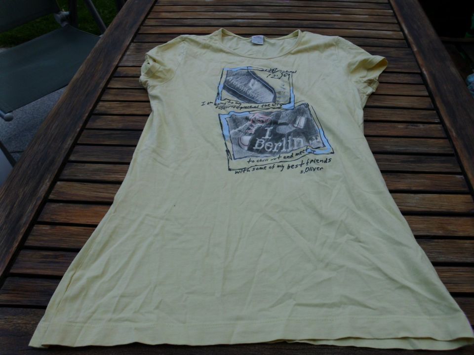 s.oliver - vanillegelbes Shirt mit Druck Gr. 176 in Lübeck