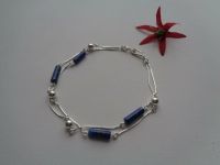 Silberarmband mit Lapislazuli, zweireihig, Silber 925 Sachsen-Anhalt - Wittenberg Vorschau