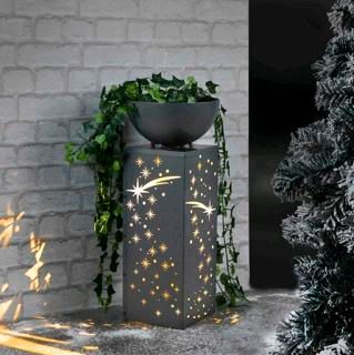 Dekosäule LED Sterne mit Blumenschale #NEU# in Taura