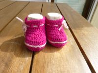 Babyschuhe Hand-gestrickt (NEU) Merino (9,5 - 11 cm) pink/türkis Sachsen - Ehrenfriedersdorf Vorschau