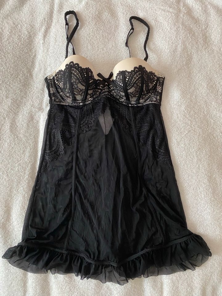 Negligee Hunkemöller Damen Unterwäsche Kleid schwarz spitze in Edingen-Neckarhausen