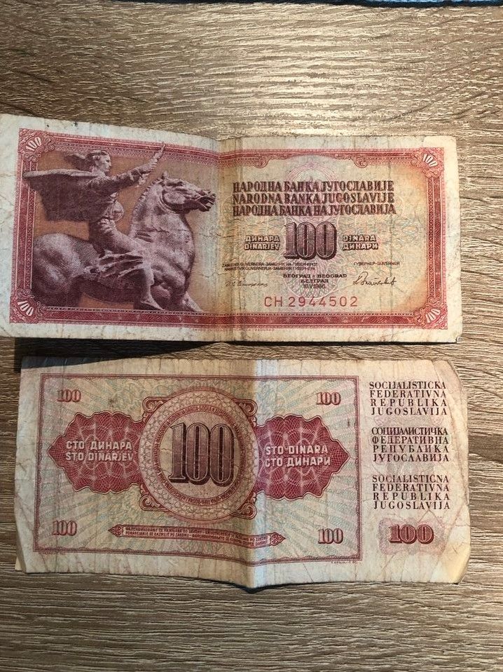 Banknoten / Geldscheine Jugoslawien 10 und 100 Dinar Stück 1€ in Hamburg