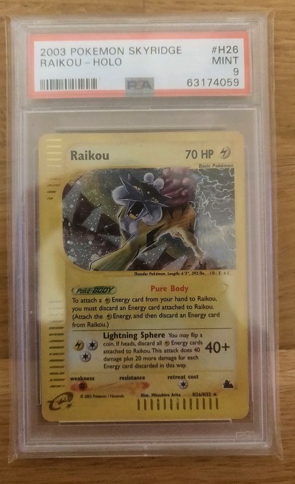 Pokemon Karte Raikou Holo Skyridge PSA 9 in Gütersloh