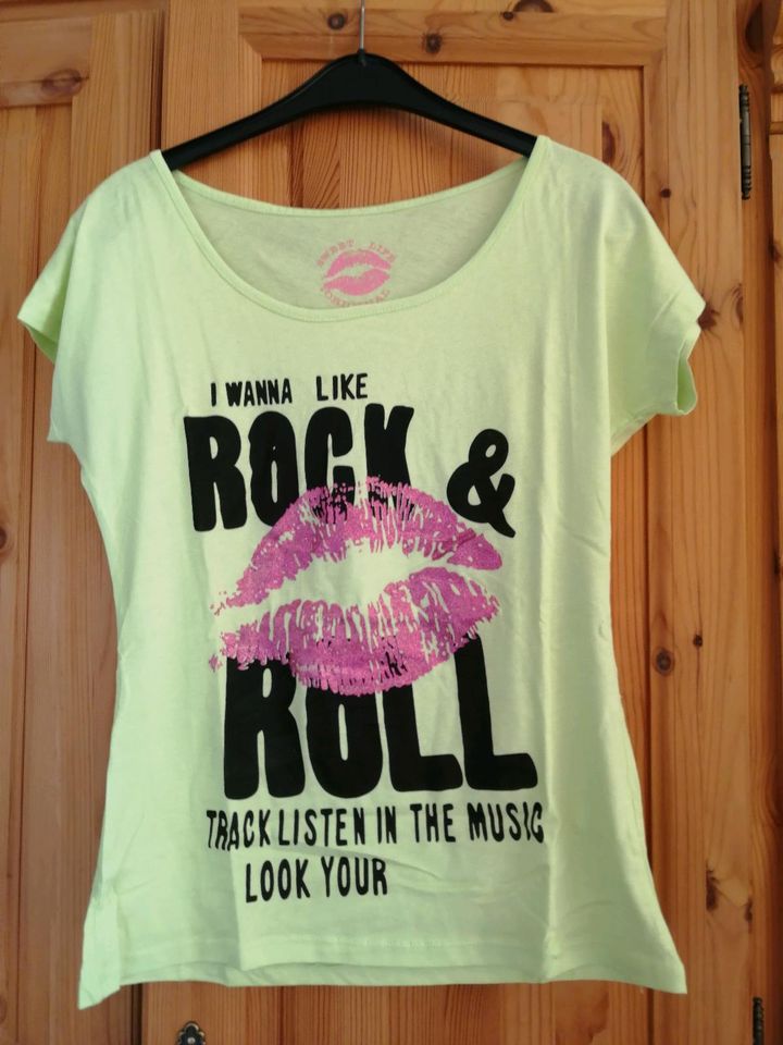 Gelb Rock&Roll Shirt mit Kussmund gr 38 40 in Hof (Saale)