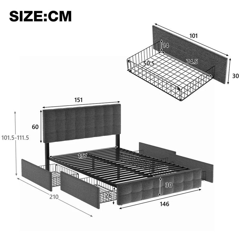 Aktion Doppelbett 140x200 Neu Polsterbett Bett Bettgestell in Hamburg