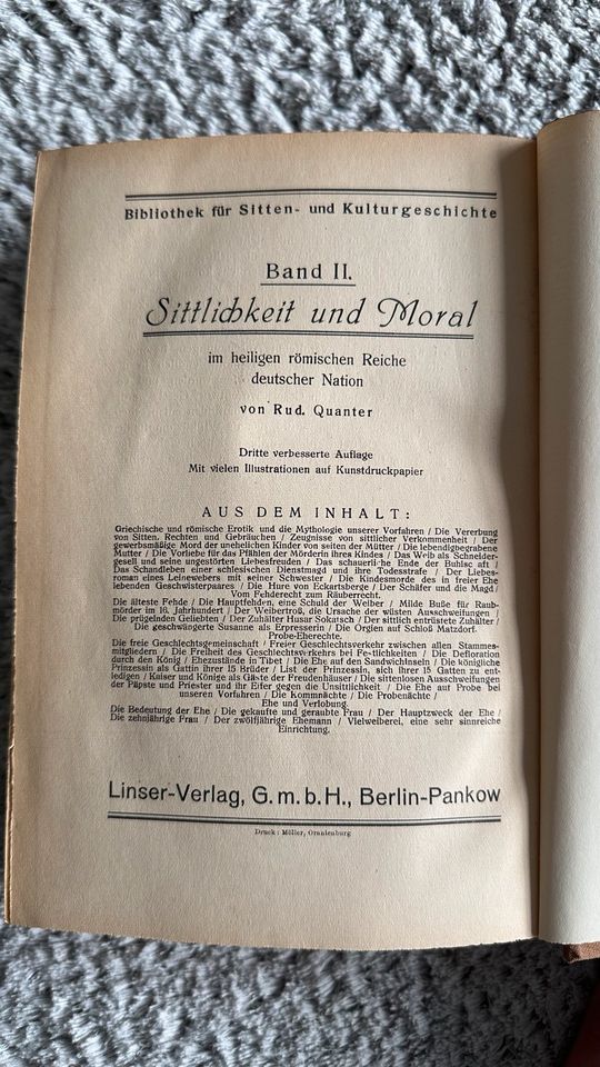 Buch Rudolf Quanter von 1925 „die Sittlichkeitsverbrechen“ in Zörbig