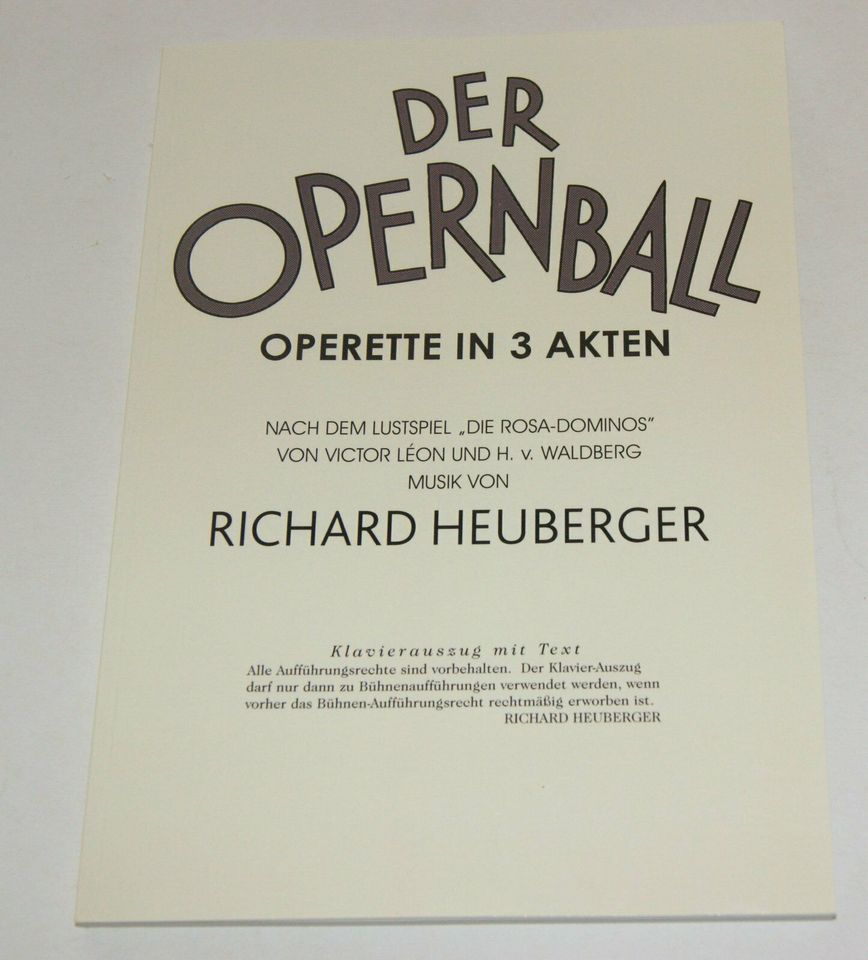 Der Opernball Richard Heuberger Operette Klavierauszug Notenbuch in Norderstedt