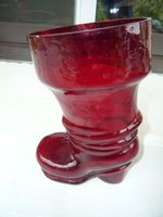 Stiefel als Vase Glasvase Stiefelform rot Farbglas Deko Sachsen - Grumbach Vorschau