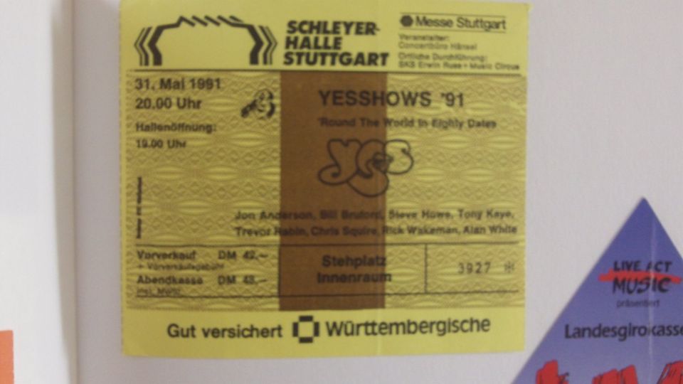 YES Konzertkarte Ticket vom 31.05.1991 in Rielasingen-Worblingen