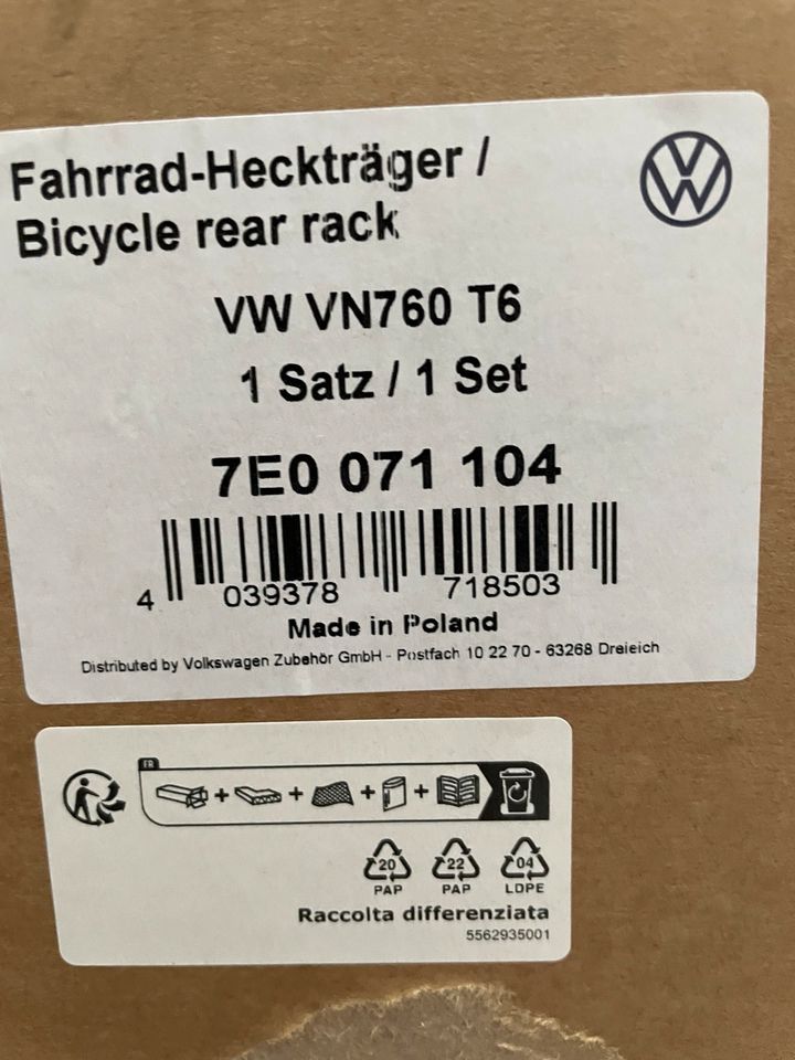 VW T6 T6.1 Original Fahrrad-Heckträger in Emsdetten