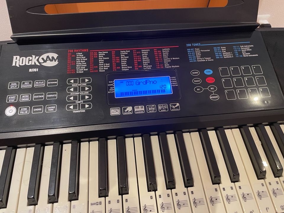 Rock Jam 61 Key Keyboard Kit mit MIDI & Touch Display, Single in Barbing