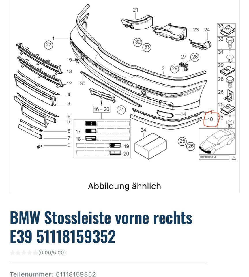 Original BMW Stossleiste • E39 • VR • 51118159352 • OVP! in Göttingen