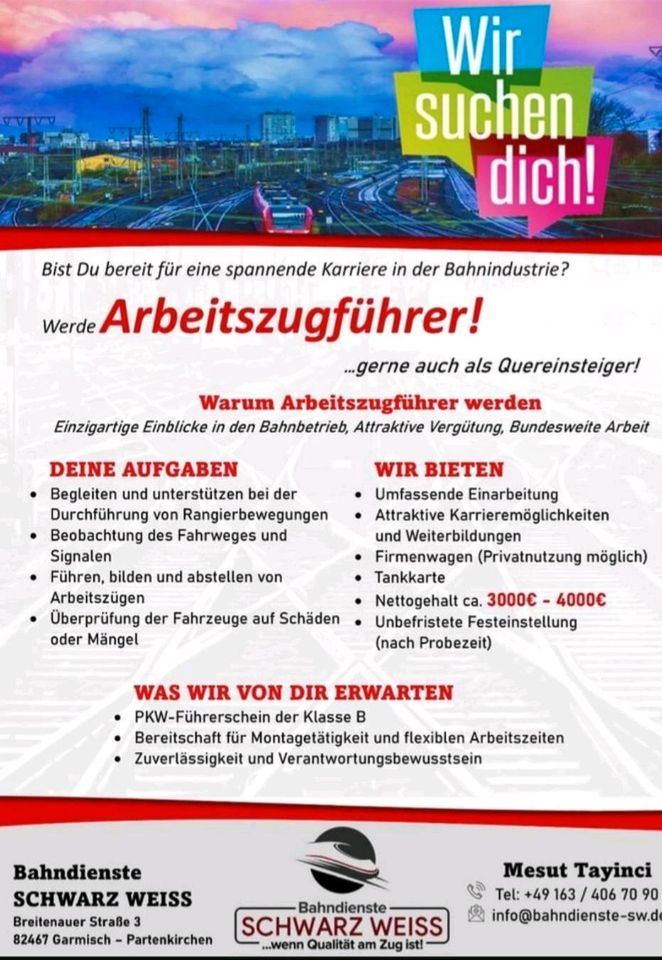 Quereinsteiger zum  Arbeitszugführer (m/w/d) Ab 3000 Nettogehalt! in Regensburg