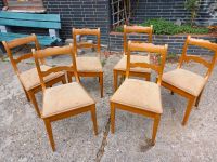 6 Stühle Massivholz braun mit Polster beige, vintage Hessen - Frielendorf Vorschau