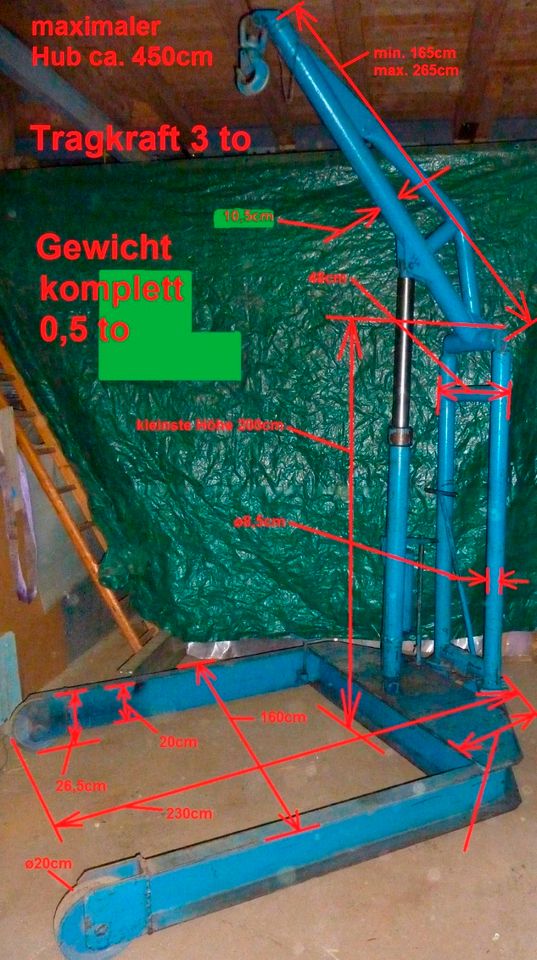 Werkstattkran Hebekraft 3000Kg, Eigengewicht 500kg in Ravensburg