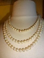 Echte Perlenkette, weiß, 160 cm lang, einzeln geknüpft, endlos Hessen - Hattersheim am Main Vorschau