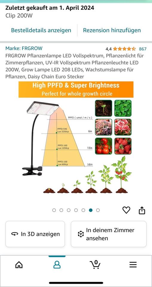 Pflanzenlampe Growlampe in Bad Lauterberg im Harz