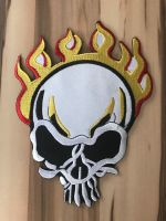 #76 Patch Totenkopf Flamme XXL - Biker Kutte Weste Aufnäher Bayern - Krailling Vorschau