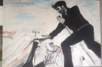 Für Elvis Fans , großes Gemälde auf Holz, Elvis - Collage Niedersachsen - Hemsbünde Vorschau
