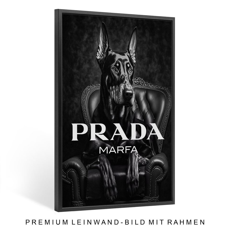 Luxus Prada Hund Dobermann , Tier Wandbild Leinwand Rahmen , Deko in Stuttgart