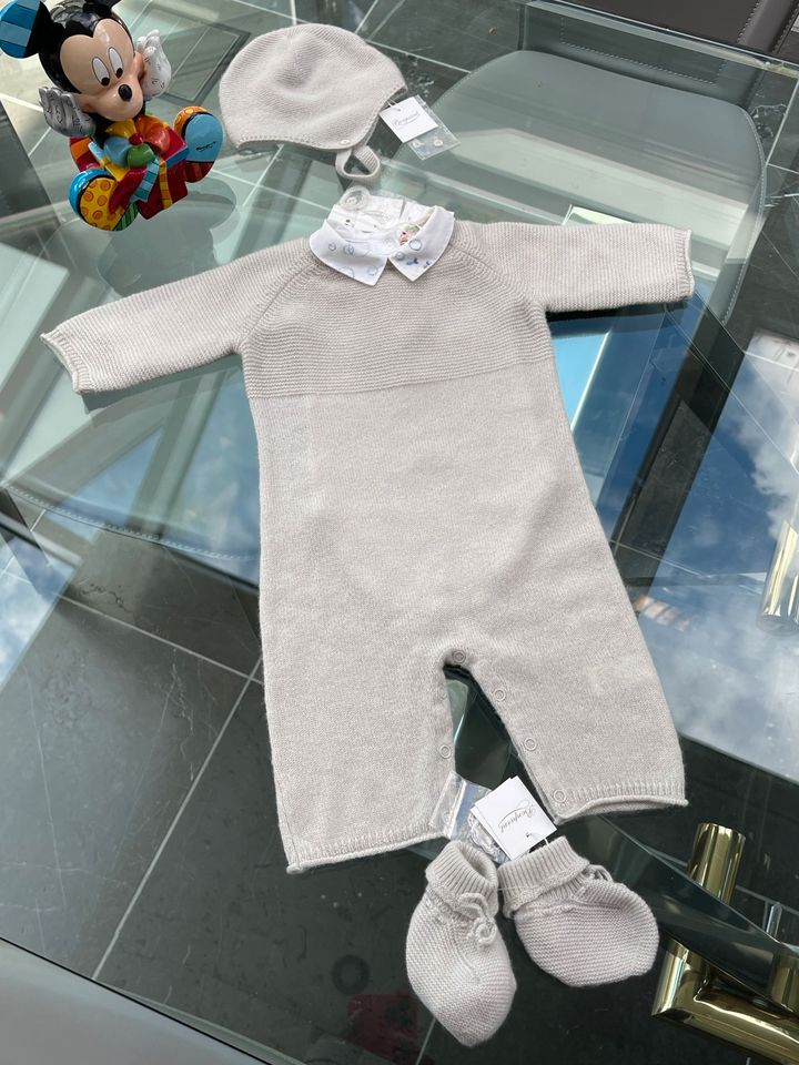 €480 Bonpoint Kaschmir Baby Set Overall Cashmere Taufe Fisch in Hamminkeln