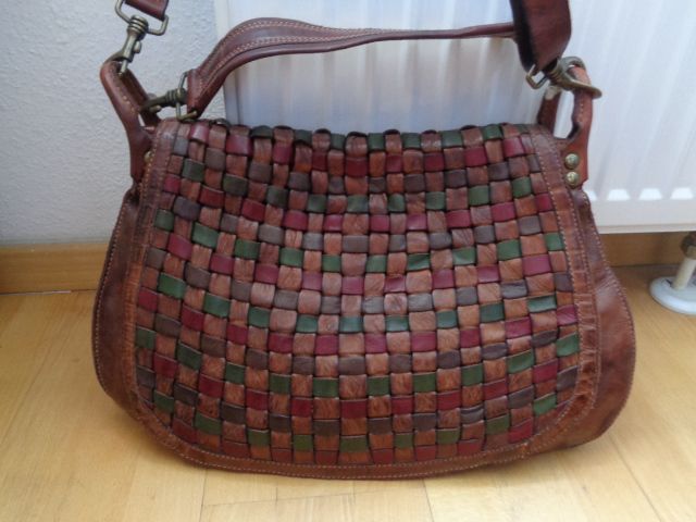 Campomaggi Saddle-Bag Flechttasche cognac-rot-grün neu in Ellrich