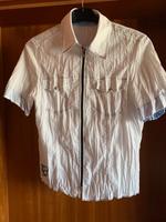Bluse 42 weiß Taifun kurzarm Reissverschluss Crinkle Optik Saarland - Ensdorf Vorschau