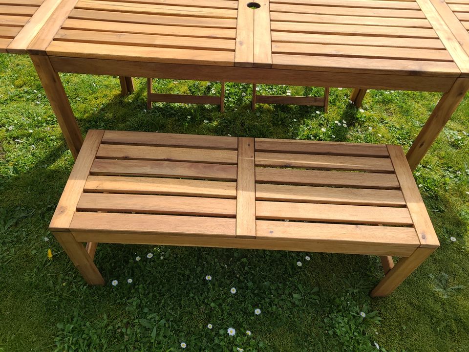 Äpplarö Ikea Gartenmöbel 4-tlg. Teak Lasur Tisch Stühle Bank in Bielefeld