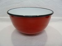 Vintage Emaille Schüssel/ Salatschüssel in Rot Durchmesser 19 cm Baden-Württemberg - Schwäbisch Gmünd Vorschau