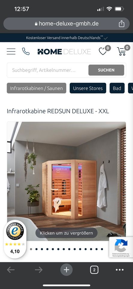 Infrarotkabine Home Deluxe Red Sun XXL Sauna in Stützengrün