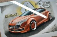 Auto Gemälde ca 30x20cm "Renault Megane RS" mit Wunschkennzeichen Hessen - Lindenfels Vorschau