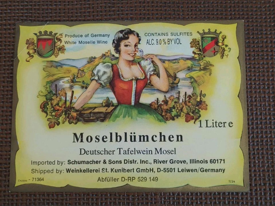 Altes Weinetikett " Moselblünchen" 60er Jahre in Leiwen