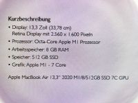 mac book air 13,3‘‘ / 2020 Schleswig-Holstein - Neumünster Vorschau