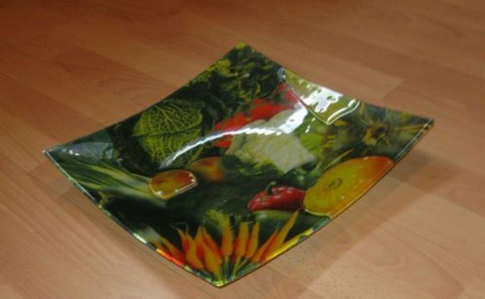 Salatschale_Schale_Obst_Gemüse_Platte_bunt * Eckig * Glas 35x35 in Gifhorn