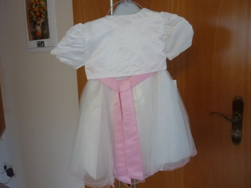 Mädchen festliches Kleid Gr. 2(92), weiß-rose, mit Bolero, neu in Rechberghausen