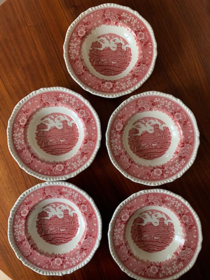 Suppenteller von Adams  English Scenic rot, 5 Stück in Altenkirchen