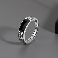 Herren Ring versilbert schwarze Emaille Retro Monogramm Duisburg - Duisburg-Süd Vorschau