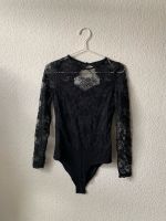 Schwarzer Vintage Body mit Spitze sheer langarm Gr.S Nordrhein-Westfalen - Bornheim Vorschau