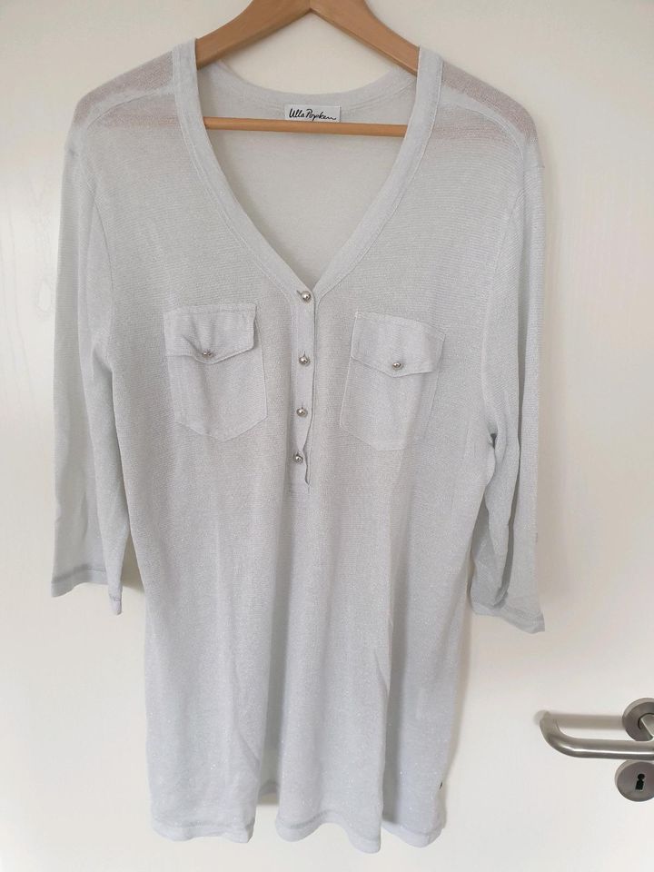 Ulla Popken leichtes Shirt grau silber Strick Gr. 50 52 in Ratingen