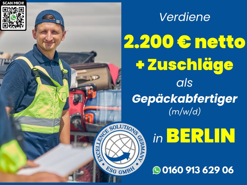 Gepäckabfertiger 2.200 € NETTO in Berlin Flughafen in Berlin