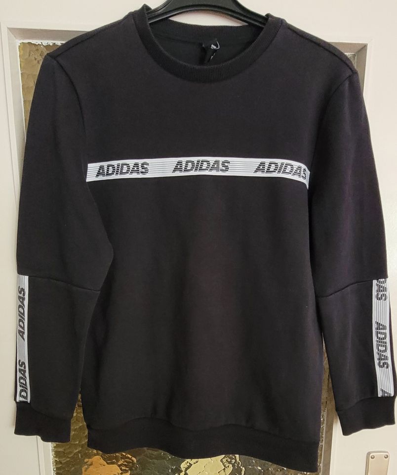 Damen Herren Adidas Sweatshirt Baumwolle schwarz weiß in Olching