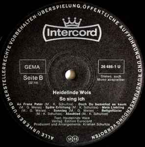 Heidelinde Weis ‎– So Sing Ich LP in Recklinghausen