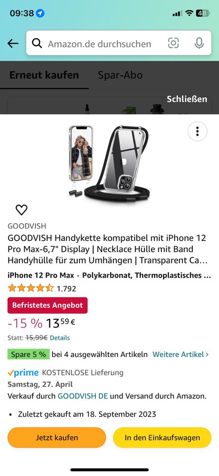 Handyhülle mit Tragekordel  iPhone 12 Pro Max, neu in Burg (Dithmarschen)