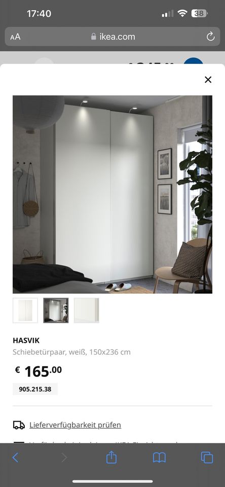Pax Hasvik Ikea Schiebetürpaar weiß in Hamburg