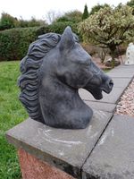 Steinfigur Pferdekopf Büste Hengst Stute schwarz Nordrhein-Westfalen - Korschenbroich Vorschau