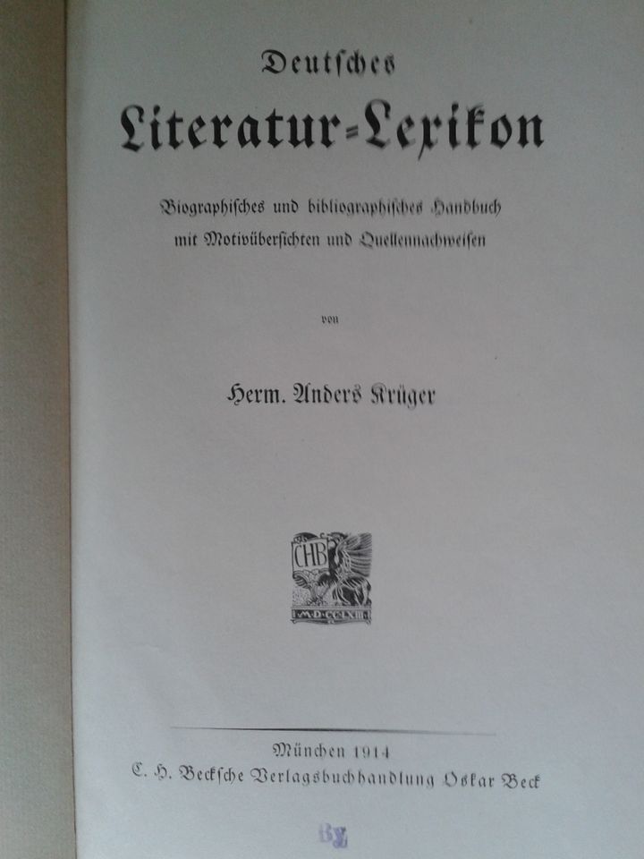 Deutsches Literaturlexikon von Herm. Anders Krüger, 1914 in Pirmasens