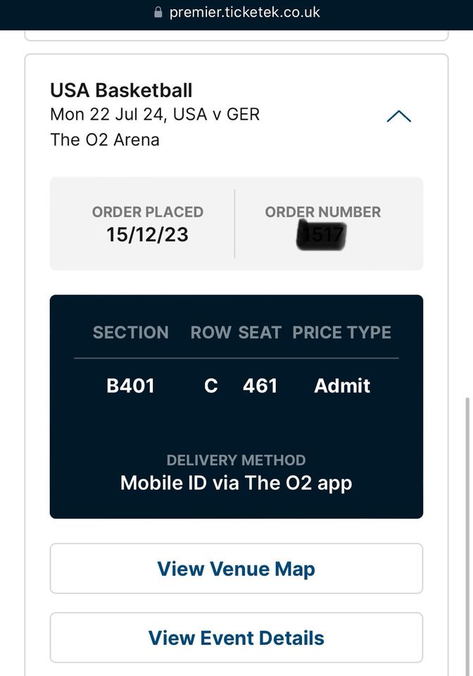 1x Ticket USA Basketball vs. Deutschland, 22.07.2024, London in Laatzen